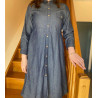 Robe médicalisée en jean's avec ouverture dos par pressions - vue de face 