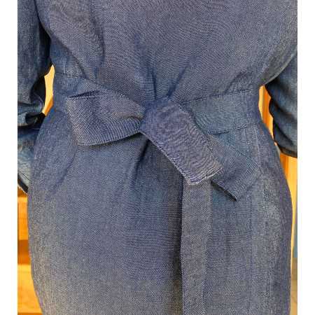 Robe médicalisée en jean's avec ouverture dos par pressions - vue de dos zoom
