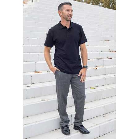 Pantalon homme senior taille élastique - gris avec carreaux