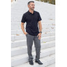 Pantalon homme senior taille élastique - gris avec carreaux