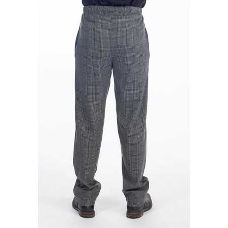 Pantalon homme senior taille élastique - gris avec carreaux
