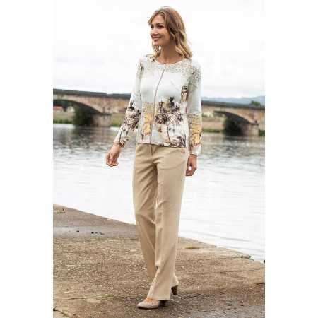 Pantalon ceinture confort beige tenue claire