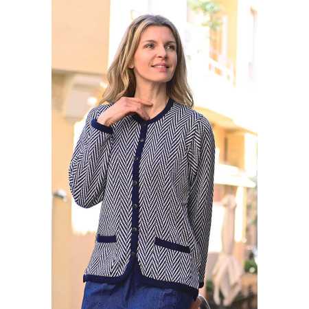 Veste manches longues acrylique pour femme senior - élégante