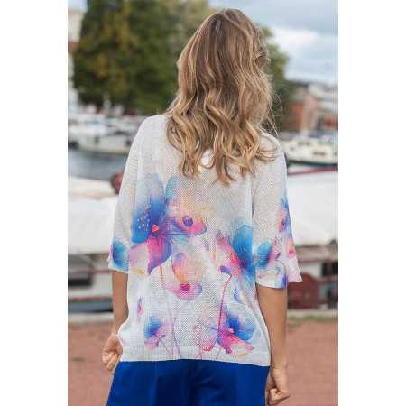 Pull printemps / été pour femme senior  - motif imprimé