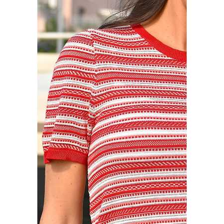 Pull rayé élégant pour femme âgée - bleu ou rouge
