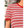 Pull rayé élégant pour femme âgée - bleu ou rouge