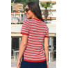 Pull rayé élégant pour femme âgée - bleu ou rouge