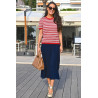 Pull rayé élégant pour femme âgée - bleu ou rouge