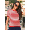 Pull rayé élégant pour femme âgée - bleu ou rouge