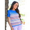 Pull léger bleu pour femme senior - printemps  / été - manches courtes