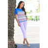 Pull léger bleu pour femme senior - printemps  / été - manches courtes