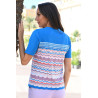 Pull léger bleu pour femme senior - printemps  / été - manches courtes