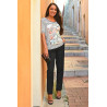 T-shirt femme senior âgée 100% coton style marinière