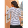 T-shirt femme senior âgée 100% coton style marinière