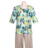 Grenouillère pour femme senior dépendante manches courtes coloris bleu vert