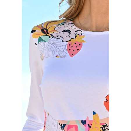 Tee-shirt pour femme âgée avec imprimé floral - Fabriqué en France