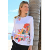 Tee-shirt pour femme âgée avec imprimé floral - Fabriqué en France