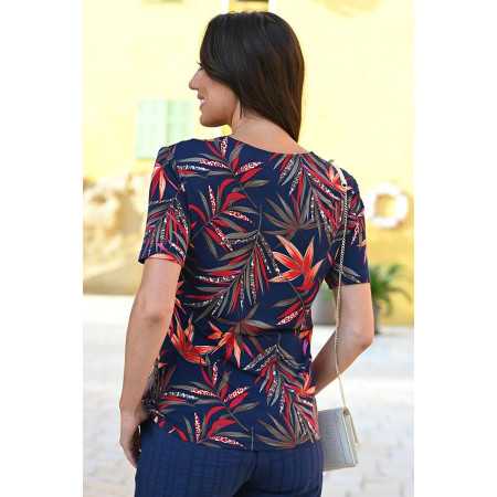 tee-shirt pour femme avec manches courtes - printemps / été - fleuri