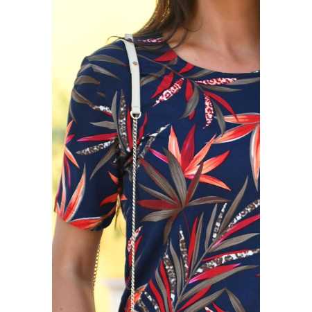 tee-shirt pour femme avec manches courtes - printemps / été - fleuri