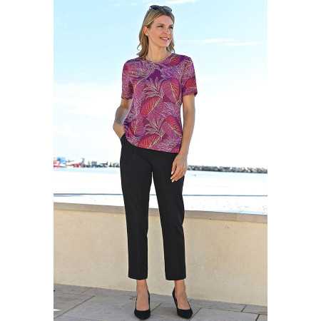 Tee-shirt imprimé feuillage femme senior - manches courtes été