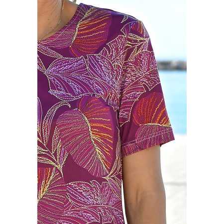 Tee-shirt imprimé feuillage femme senior - manches courtes été