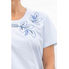Top blanc pour femme senior avec belle broderie - 100% coton