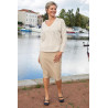 Pull beige rayure mairin col v femme