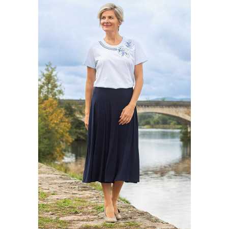 Jupe longue femme âgée facile à mettre - taille élastiquée