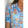 Chemisier fleuri pour femme senior - facile à enfiler - manches courtes
