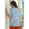 Chemisier fleuri pour femme senior - facile à enfiler - manches courtes