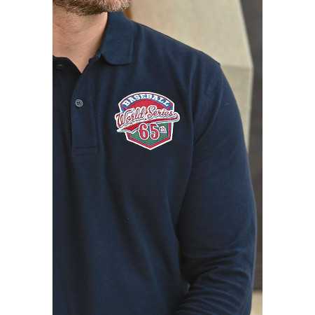 Polo pour homme 100% coton manches longues - avec jolie broderie