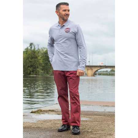 Polo pour homme 100% coton manches longues - avec jolie broderie