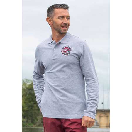 Polo pour homme 100% coton manches longues - avec jolie broderie