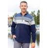 Polo rayé bleu homme avec zip