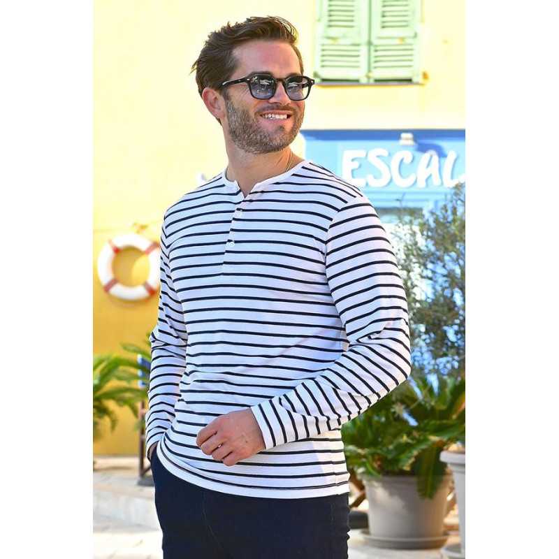 T-shirt marinière homme - manches longues - confort T-shirt marinière homme - manches longues - confort