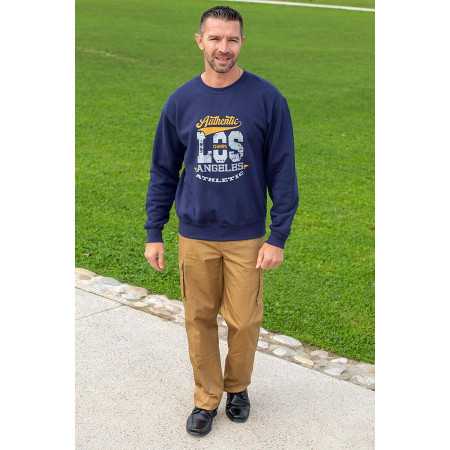 Sweat-shirt homme 100% coton - manches longues - Bordeaux ou bleu
