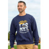 T-shirt manches longues imprimé fantaisie homme bleur marine