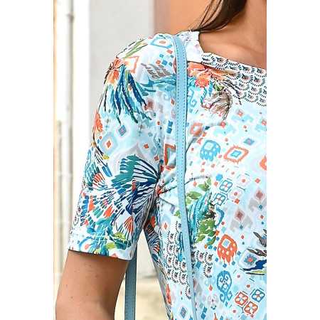 Top confortable pour femme senior  - motif graphique - manches courtes