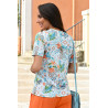 Top confortable pour femme senior  - motif graphique - manches courtes