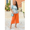 Top confortable pour femme senior  - motif graphique - manches courtes