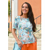 Top motifs colorés bleu et orange femme