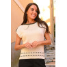 Pull léger pour femme senior - coloris crème élégant  - manches courtes