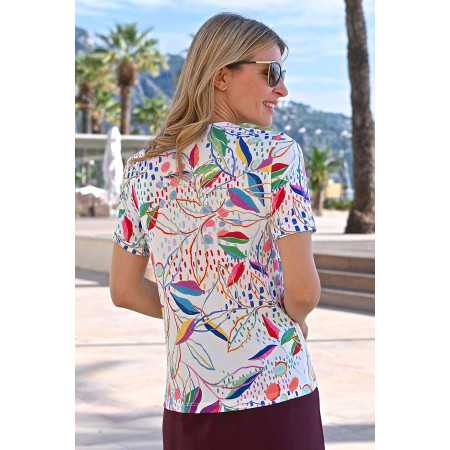 Tee-shirt fleuri femme tailles 38 à 64 - manches courtes - senior