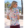 Tee-shirt fleuri femme tailles 38 à 64 - manches courtes - senior
