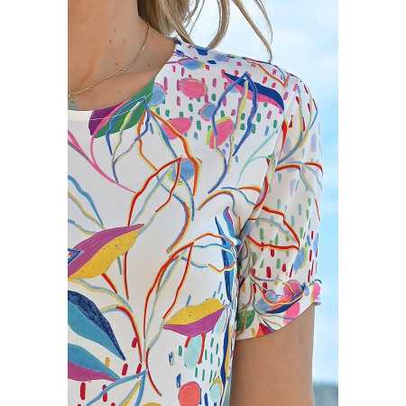 Tee-shirt fleuri femme tailles 38 à 64 - manches courtes - senior