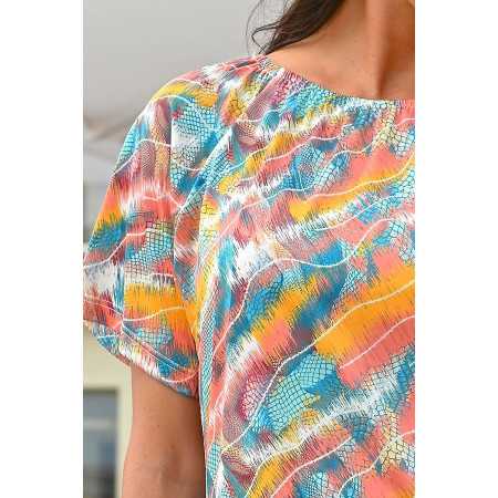 Tunique motif fantaisie pour femme senior - col élastiqué confort