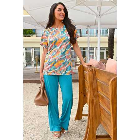 Tunique motif fantaisie pour femme senior - col élastiqué confort