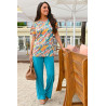 Tunique motif fantaisie pour femme senior - col élastiqué confort