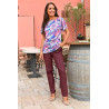 Tunique motif fantaisie pour femme senior - col élastiqué confort