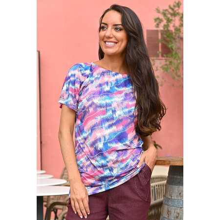 Tunique motif fantaisie pour femme senior - col élastiqué confort